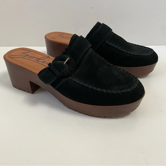 Zodiac Shoes - Zodiac Raine Suede Chunky Mules Clogs Size 9M Black